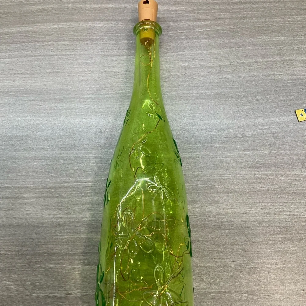 VINTAGE IKEA EMMA DAFNAS LIME GREEN BOTTLE WITH‎ FAIRY LIGHTS